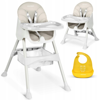 Stolička na kŕmenie RicoKids 92 x 62 x 77 cm + silikónový podbradník RicoKids Odtiene žltej a zlatej 1 ks.